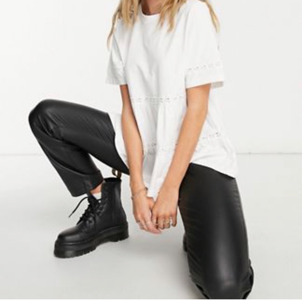 ASOS Design lace instead tiered smock top in white sz 4